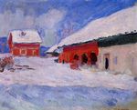 Клод Моне Красные дома Бьорнегаарда в снегу. Норвегия 1895г
